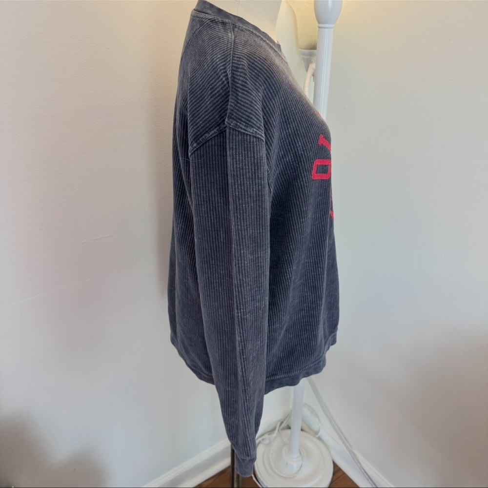 Pressbox Charcoal Corded Sweatshirt with Red Ole Miss Logo - Picture 3 of 5
